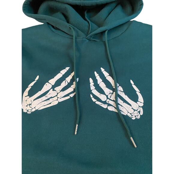 New Small Halloween Skeleton Hands Goth Hoodie Long Sleeve Pullover Sweater - Picture 2 of 3